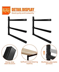 Xdovet Foldable 3 Level Wall Mount Lumber Rack Steel Organizer