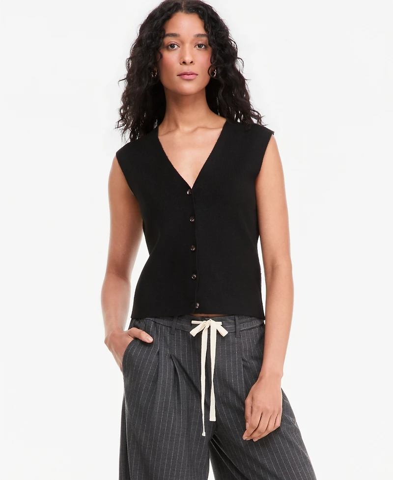 On 34th Women's V-Neck Button-Front Sweater Vest , Macy's Exclusive