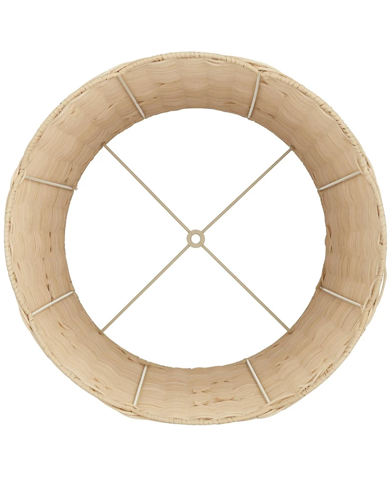 Springcrest 13" Top x 15 1/2" Bottom x 11 3/4" H x 11 3/4" Slant Lamp Shade Replacement Drum Unbleached Rattan Spider Harp Finial