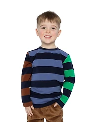 Deux par Little and Big Boy Large Striped Long Sleeve T-Shirt