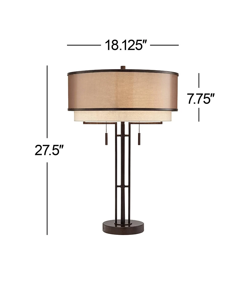 Franklin Iron Works Andes 27 1/2" Tall Industrial Table Lamps Set of 2 Pull Chain Oil Rubbed Bronze Metal Double Shade