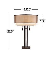 Franklin Iron Works Andes 27 1/2" Tall Industrial Table Lamps Set of 2 Pull Chain Oil Rubbed Bronze Metal Double Shade