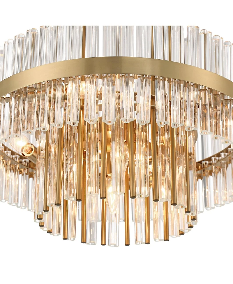 Possini Euro Design Jenna Soft Chandelier 20" Wide Modern 2-Tier Clear Crystals 8-Light Fixture for Dining Room House Foyer