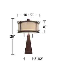 Franklin Iron Works Niklas 26" High Industrial Table Lamps Set of 2 Usb Port Pull Chain Bronze Finish Metal Charging