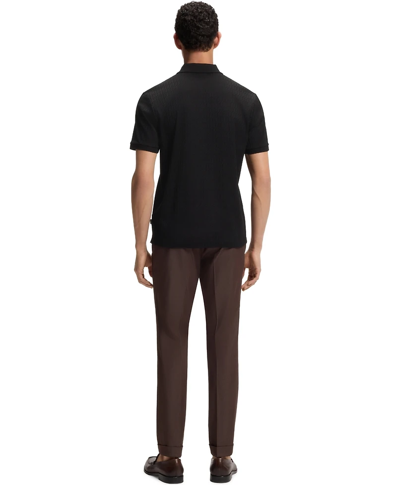 Boss by Hugo Men's Geometric Jacquard Cotton Polo Shirt