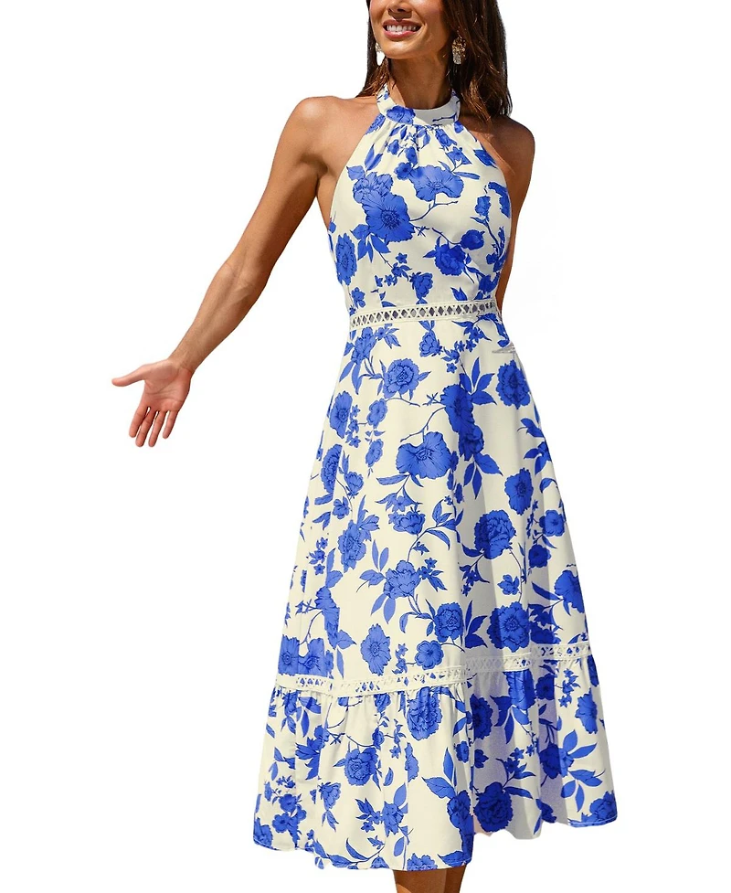 Cupshe Women's Halter Neck Pull-On Occasion Dress, Unlined