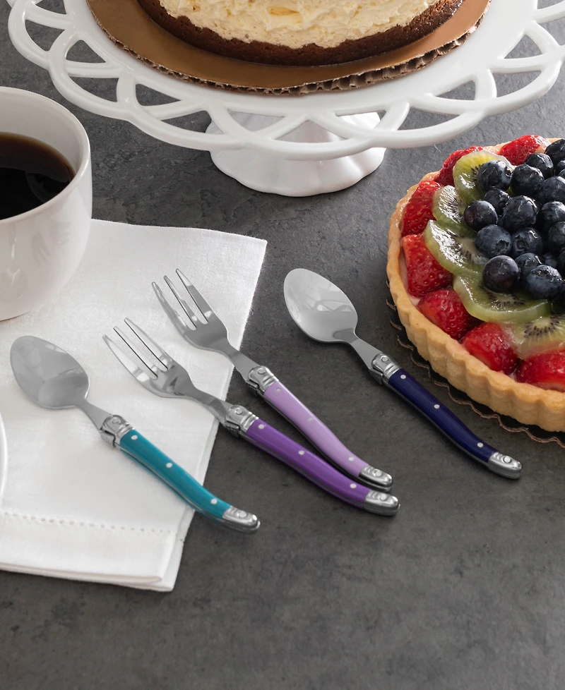 French Home Plum Rose Laguiole 8-Piece Dessert Spoons and Fork Set