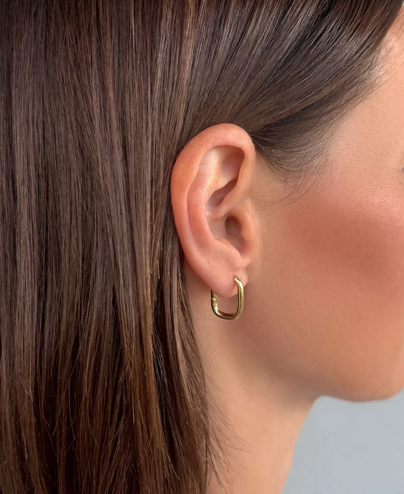Adornia Gold Set of 3 Rectangle Hoop Earrings