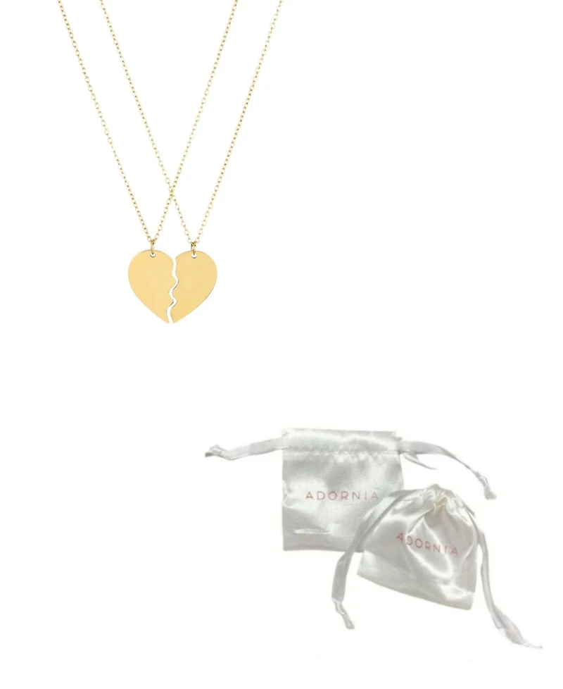 Adornia Tarnish Resistant Gold Set of 2 Heart Puzzle Necklace