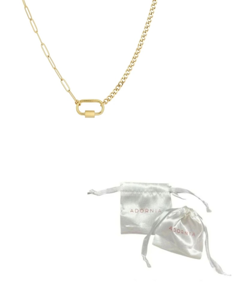 Adornia Tarnish Resistant Gold Carabiner Lock Paperclip Chain Necklace