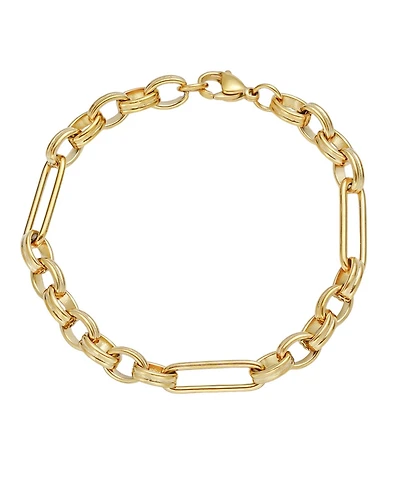 Adornia Tarnish Resistant Gold Mixed Paperclip Chain Bracelet