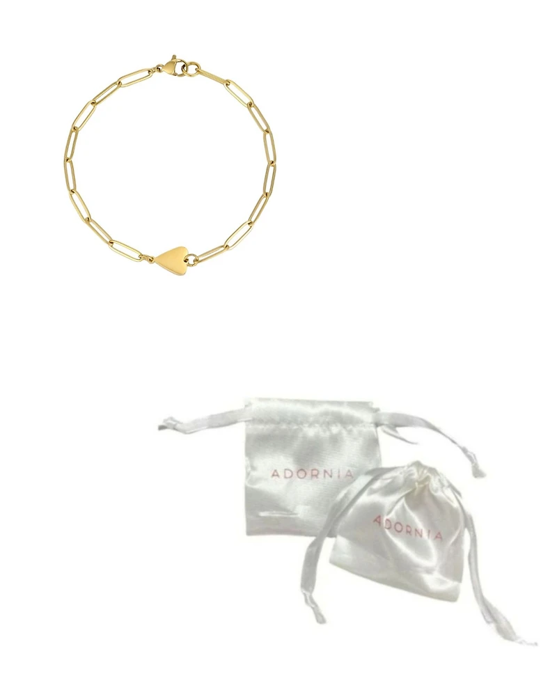Adornia Tarnish Resistant Gold Sideways Heart Paperclip Chain Bracelet