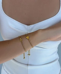 Adornia Tarnish Resistant Gold Sideways Heart and Initial Bracelets