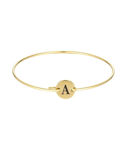Adornia Tarnish Resistant Gold Engraved Initial Disc Cuff Bracelet