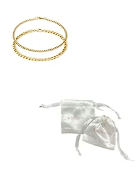 Adornia Tarnish Resistant Gold Set of 2.6mm and 3.5mm Curb Chain Anklet Set