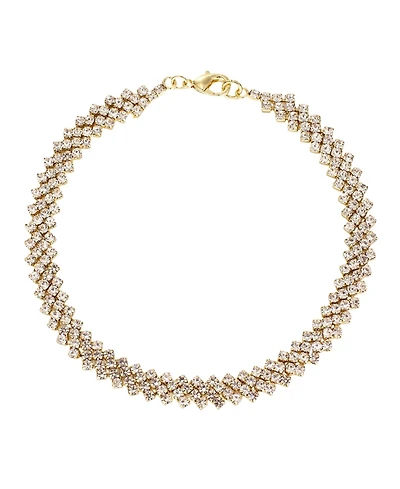 Adornia Gold Edgy Curb Crystal Chain Anklet