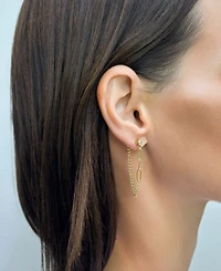 Adornia Gold Cubic Zirconia Paperclip Wrap Around Chain Earrings