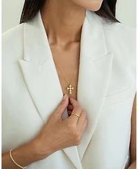 Sterling Silver 18k Gold Plated Victoria Cross Pearl Necklace