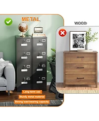 Boyel Living 4 Drawer Metal File Cabinet with Lock, Vertical Filing for Letter/Legal/A4/F4, Home Office Storage Name Card Holder