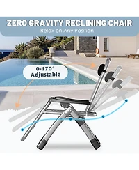Mooncool Zero Gravity Chair Reclining Lounge with Removable Cushion and Tray for Indoor Outdoor