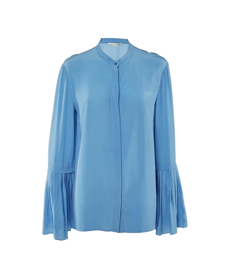 Pre-Owned Stella Mccartney Women's Pleated Flared-Sleeve Silk Blouse