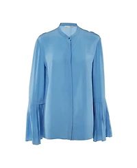 Pre-Owned Stella Mccartney Women's Pleated Flared-Sleeve Silk Blouse