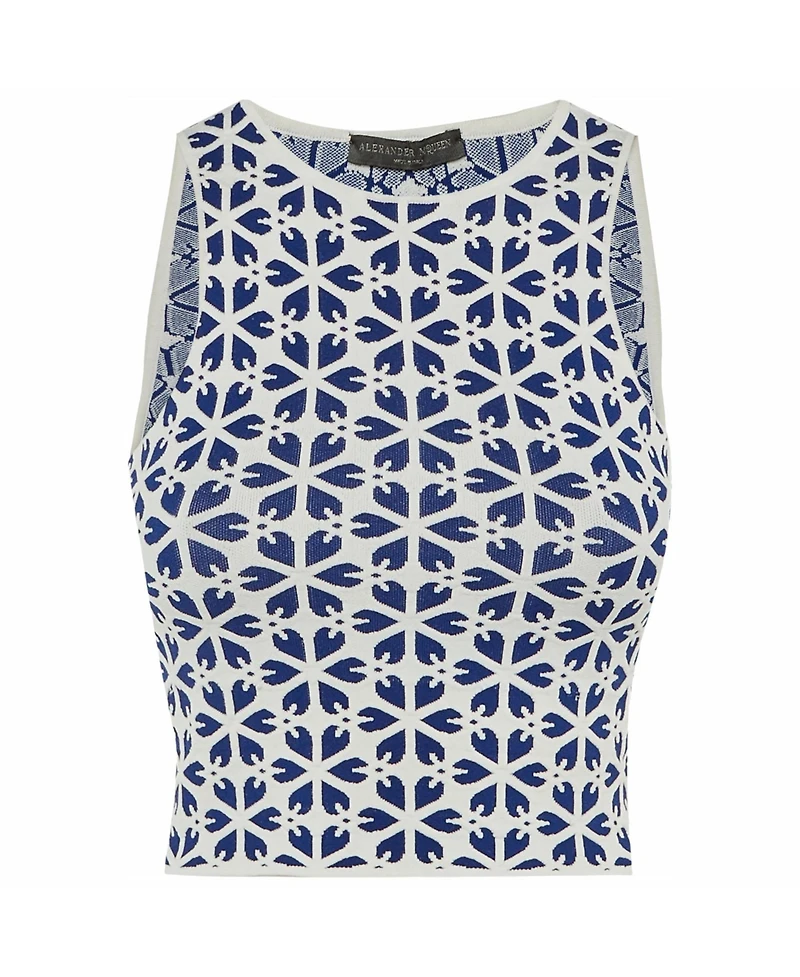 Pre-Owned Alexander Mcqueen Women's Floral Jacquard Knit Crop Top