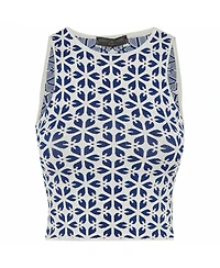 Pre-Owned Alexander Mcqueen Women's Floral Jacquard Knit Crop Top