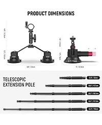 Neewer CA065 Triple Suction Cup Car Mount Kit with Extension Pole, Quick Release, Magic Arm for GoPro and Insta360