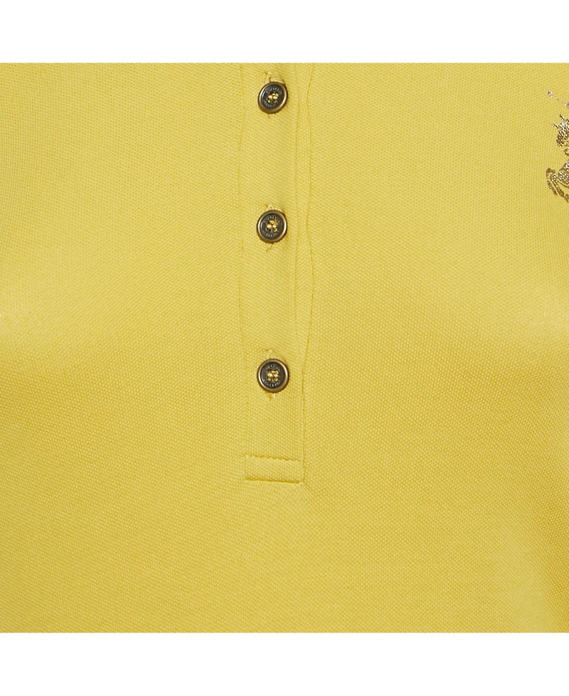 Pre-Owned Burberry Women's Burberry Brit Embellished Logo Long-Sleeve Polo Shirt