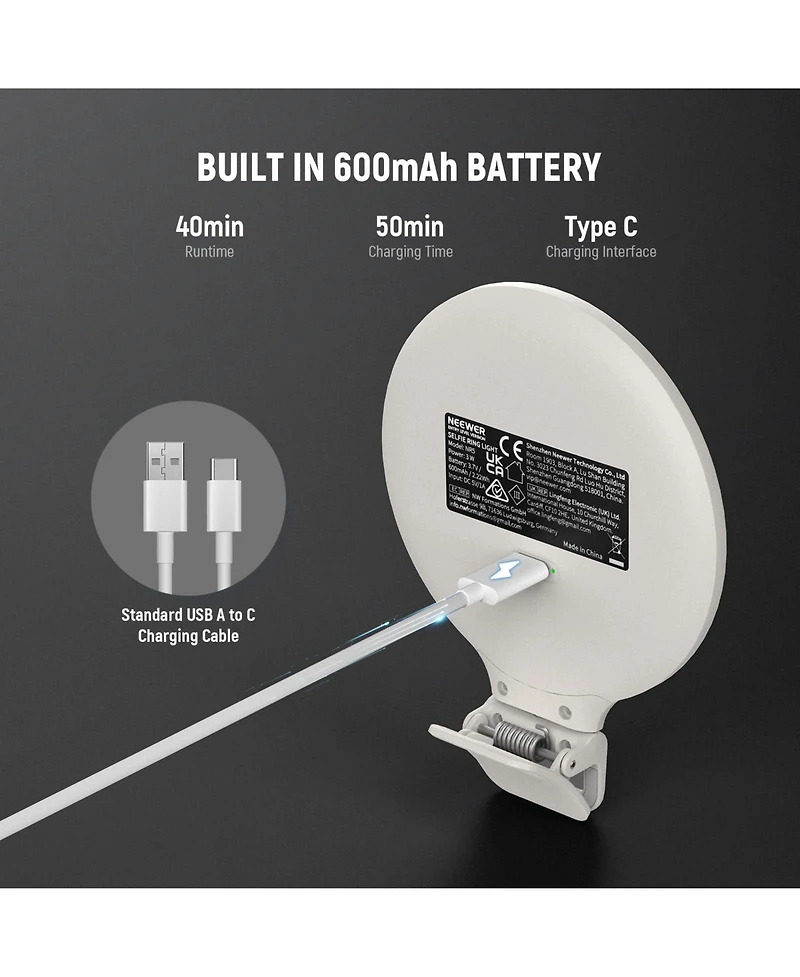 Neewer NR5 Ring Light with 3W, 600mAh, CRI80 for select iPhone models