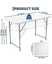 gaomon 2 pieces Outdoor Portable Hdpe Folding Table with Carrying Handle for Picnic Camping Party Indoor and Outdoor Use