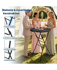 gaomon 2 pieces 32" Outdoor Hdpe Round Folding Cocktail Table, Bar Table for Patio Backyard Indoor and Events