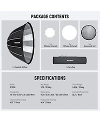 Neewer FS300 Softbox with 47.2inch, 120cm, Rgb for Aputure 120d Light Dome Godox sl60w Neewer Rgb