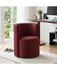 Maison Boucle Vanity Chair for Makeup Table, Velvet Barrel with Hidden Casters, Upholstered Tub Accent Curved Back, Space-Saving
