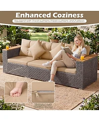 Gymax Patio Wicker Sectional Furniture 3 Piece Outdoor Couch Set for Garden