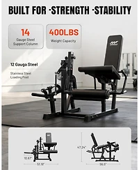 Mikolo Leg Extension and Curl Machine, Adjustable Leg Curl Machine, Seated Leg Extension and Lying Curl Machine for Home Gym