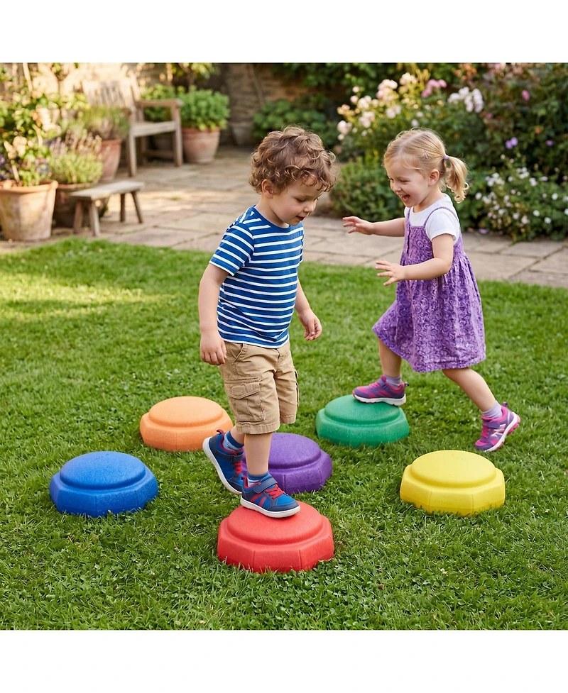 Gymax 6 Piece Stepping Stones for Kids Non-Slip Balance Sensory Toys Indoor Outdoor