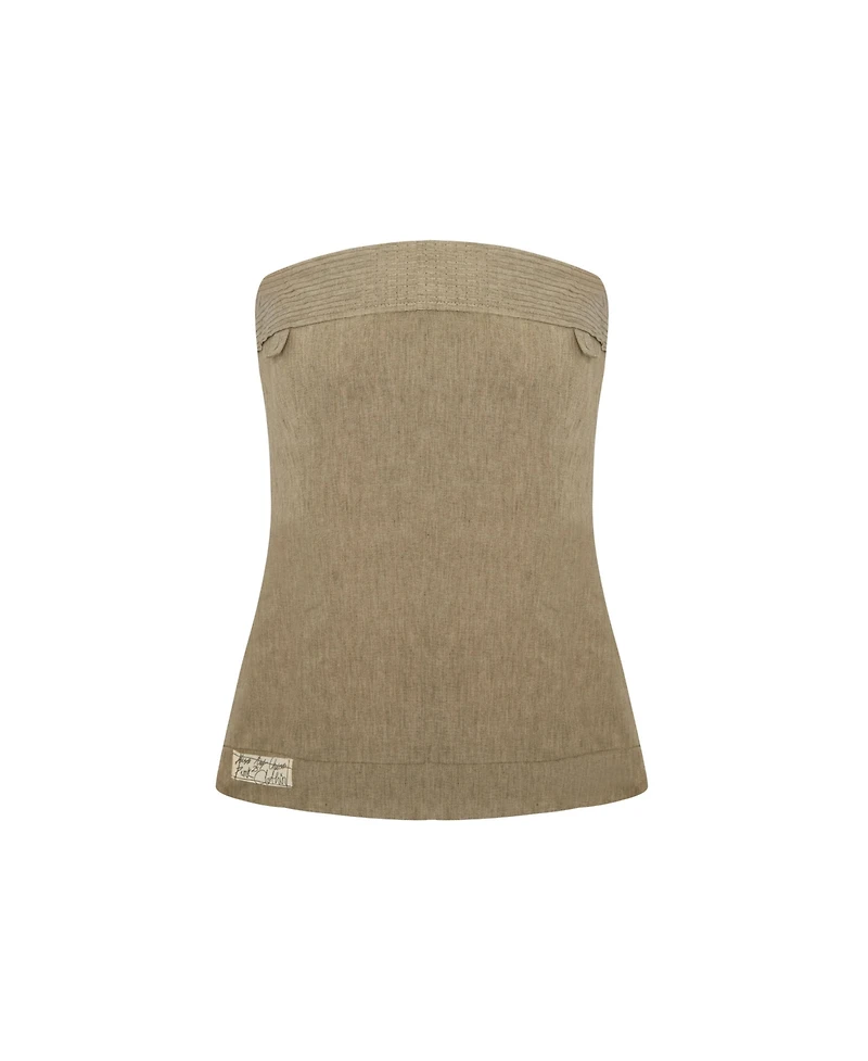Pcfg Women's Linen-Blend Strapless Top