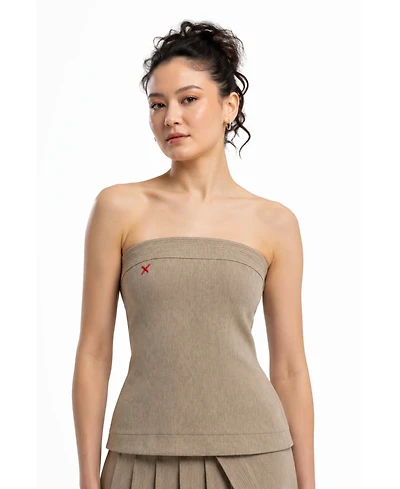 Pcfg Women's Linen-Blend Strapless Top