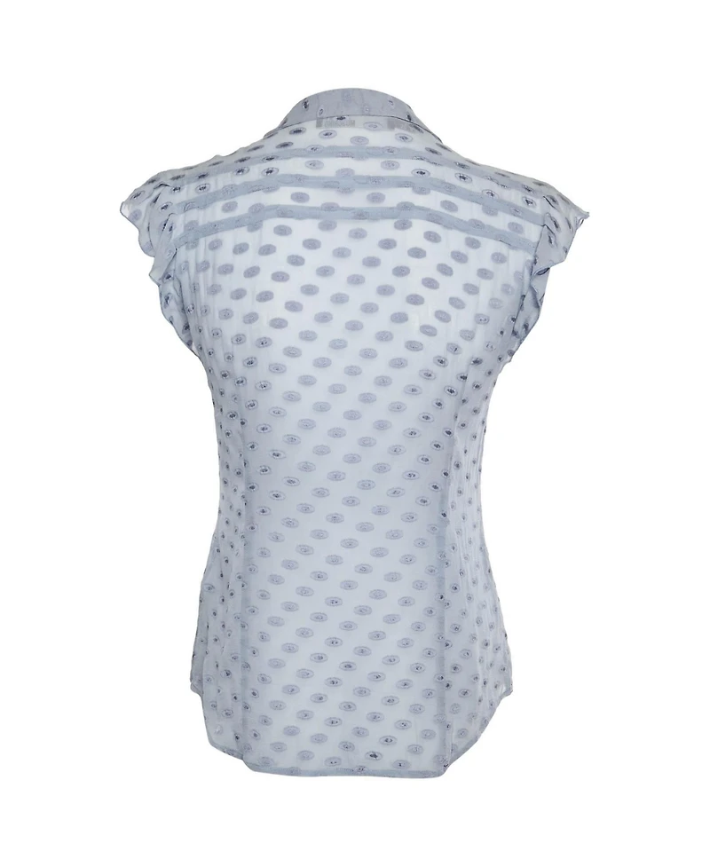 Pre-Owned Love Moschino Women's Fil Coupe Silk Ruffle-Front Top
