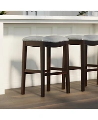 Clihome 31 Inch High Bar Stool - Solid Wood Frame with Pu Leather Seat Barstool