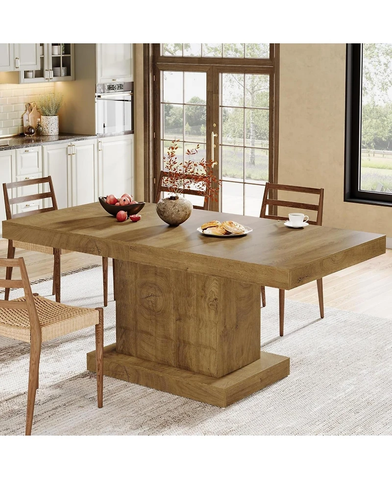 Tribesigns 63 inch Dining Table for 4-6, Farmhouse Wooden Rectangular Dinner Table
