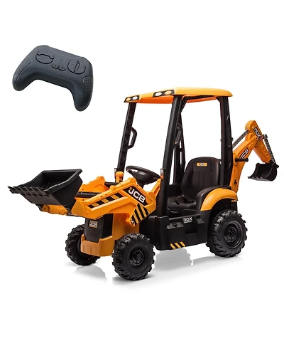 homfan 4 in 1 Jcb 12v Kids Ride On Electric Car, 45 Inch Excavator Bulldozer and Tractor with Remote Control for Boys and Girls Ages 3 to 8