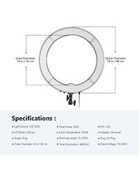 Neewer Ring Light with 55W, 240 LEDs, 5500K for Camera and Smartphones : Electronics