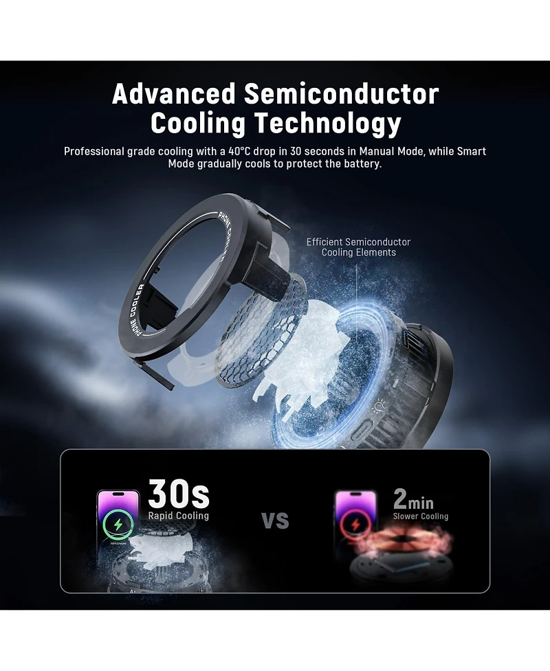 Neewer PA069 Magnetic Phone Cooler with Rgb for select iPhone and Android mobile devices