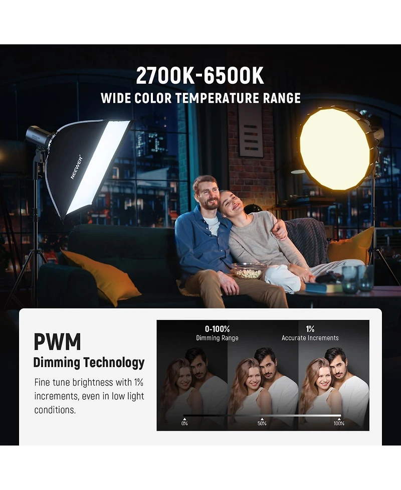 Neewer MS150B Led Video Light with 130W, 200000 lux, 2700K-6500K