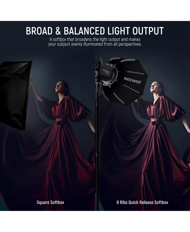Neewer CB60 Softbox with 45cm, Rgb for Godox Aputure Video Studio Light