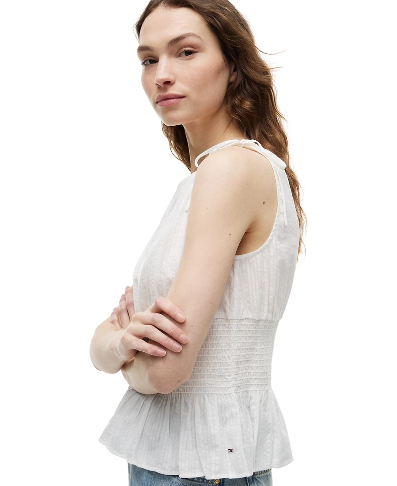 Tommy Hilfiger Women's Smocked Shoulder-Tie Top