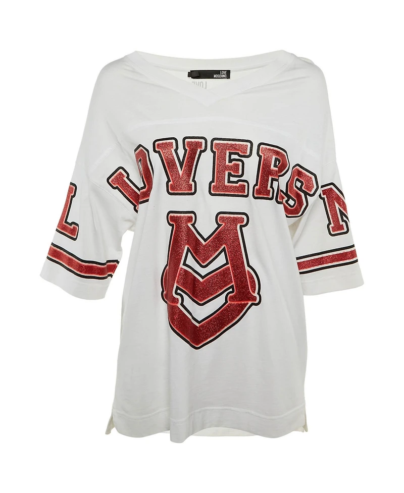 Pre-Owned Love Moschino Women's Beaded Cotton Belted Shirt